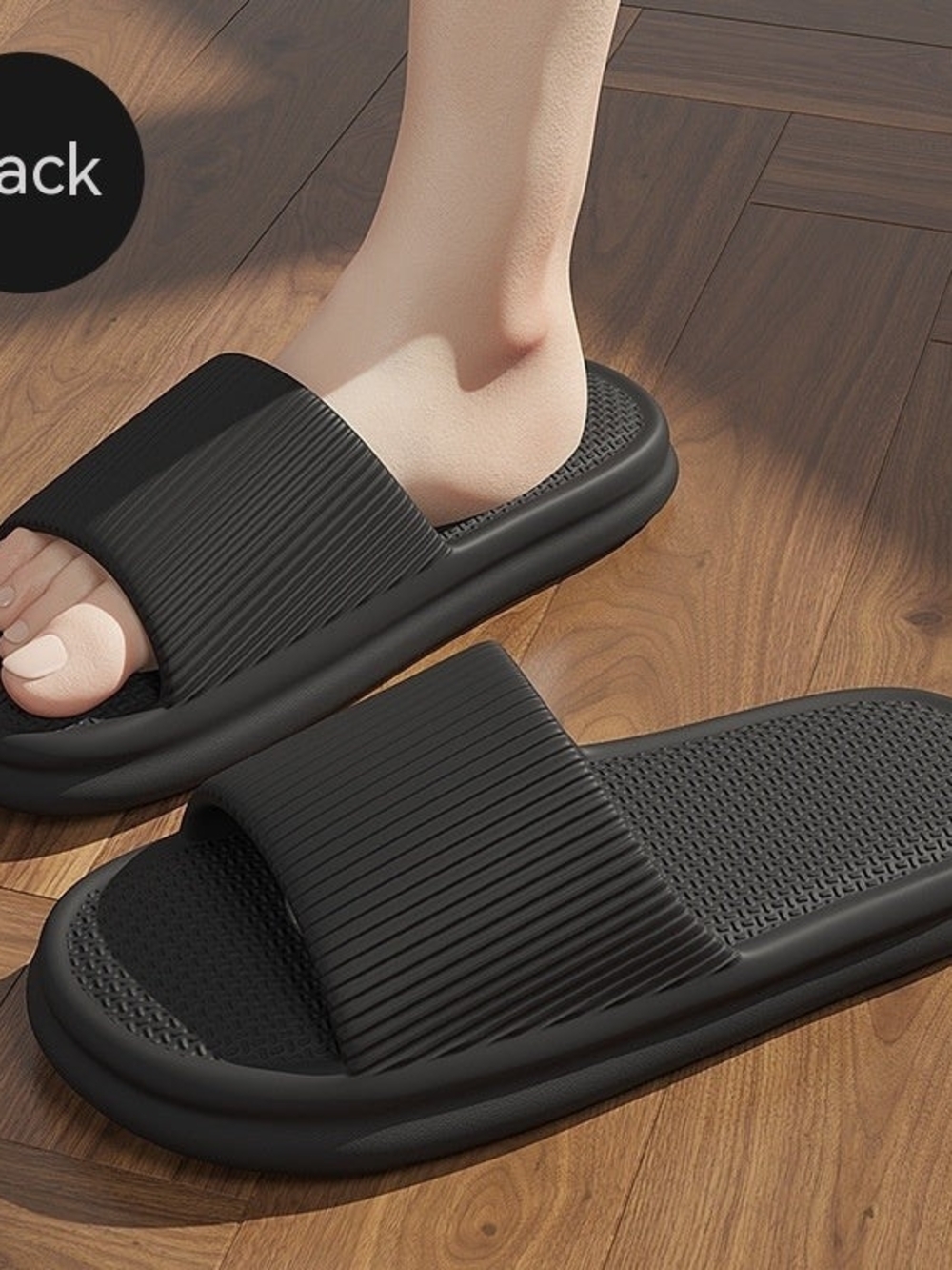 Men's Black Comfort Slide Sandals - Cushioned Everyday Slides